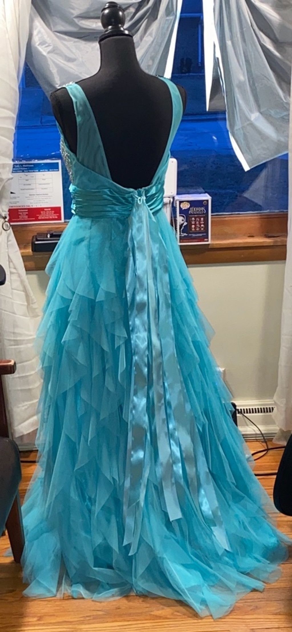 Other Deb Aquamarine Rhinestone Ruffle Formal Dress Size 9/10 Size L / US 10 / IT 46 - 7 Thumbnail