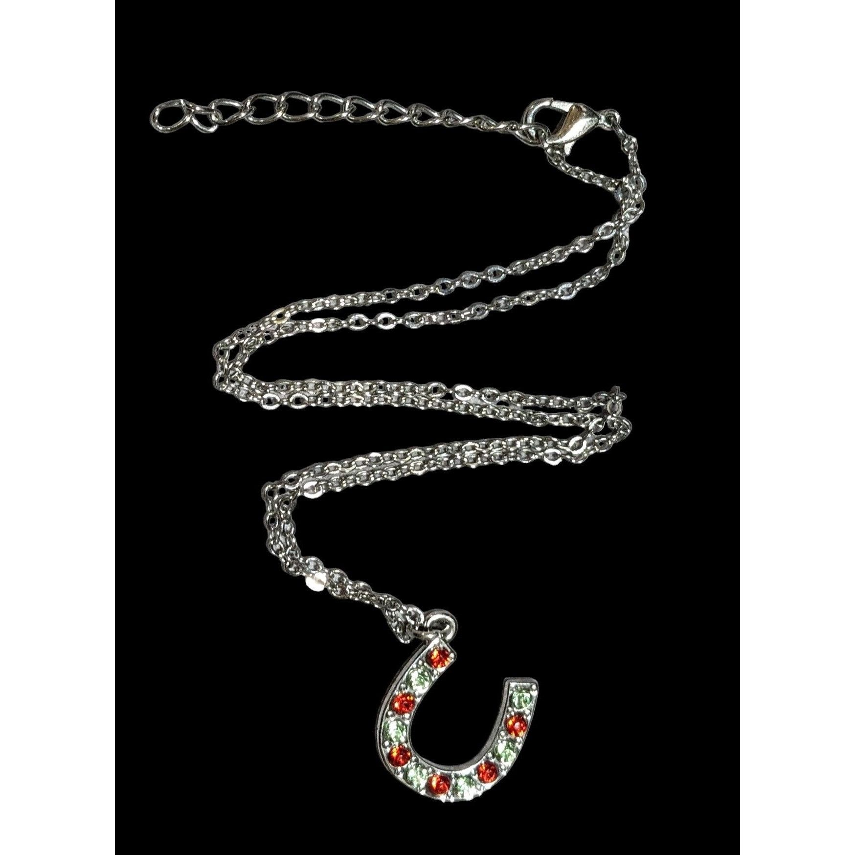 Other Red And Green Rhinestone Horseshoe Necklace Size ONE SIZE - 1 Thumbnail