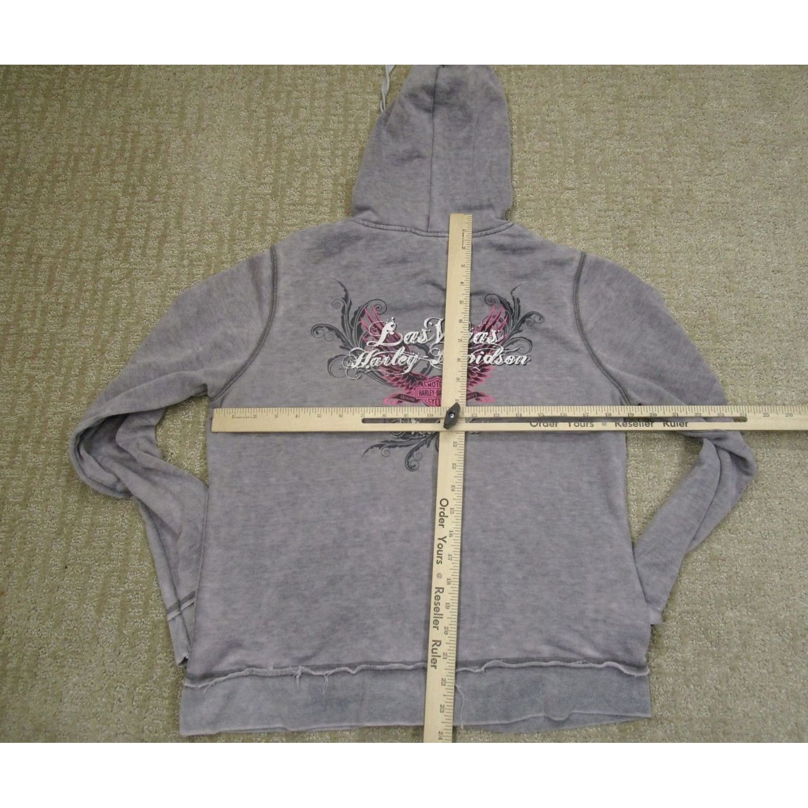 Harley Davidson Harley-Davidson Hoodie Women Large Gray Full Zip Las Vegas Nevada Wings Faded Size L / US 10 / IT 46 - 6 Thumbnail