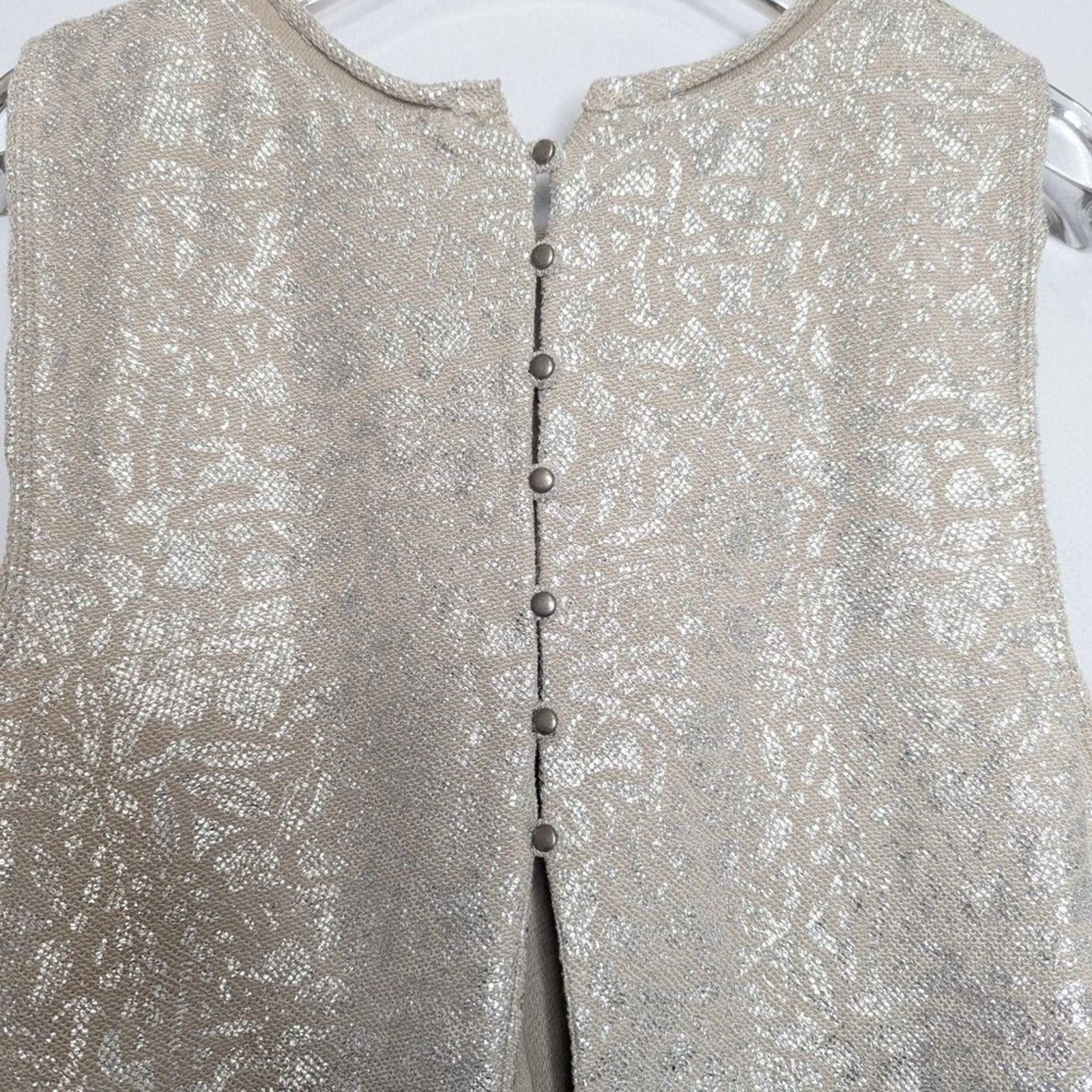 Free People Free People Silver Metallic Sleeveless Cropped Tank Top S Size S / US 4 / IT 40 - 7 Thumbnail