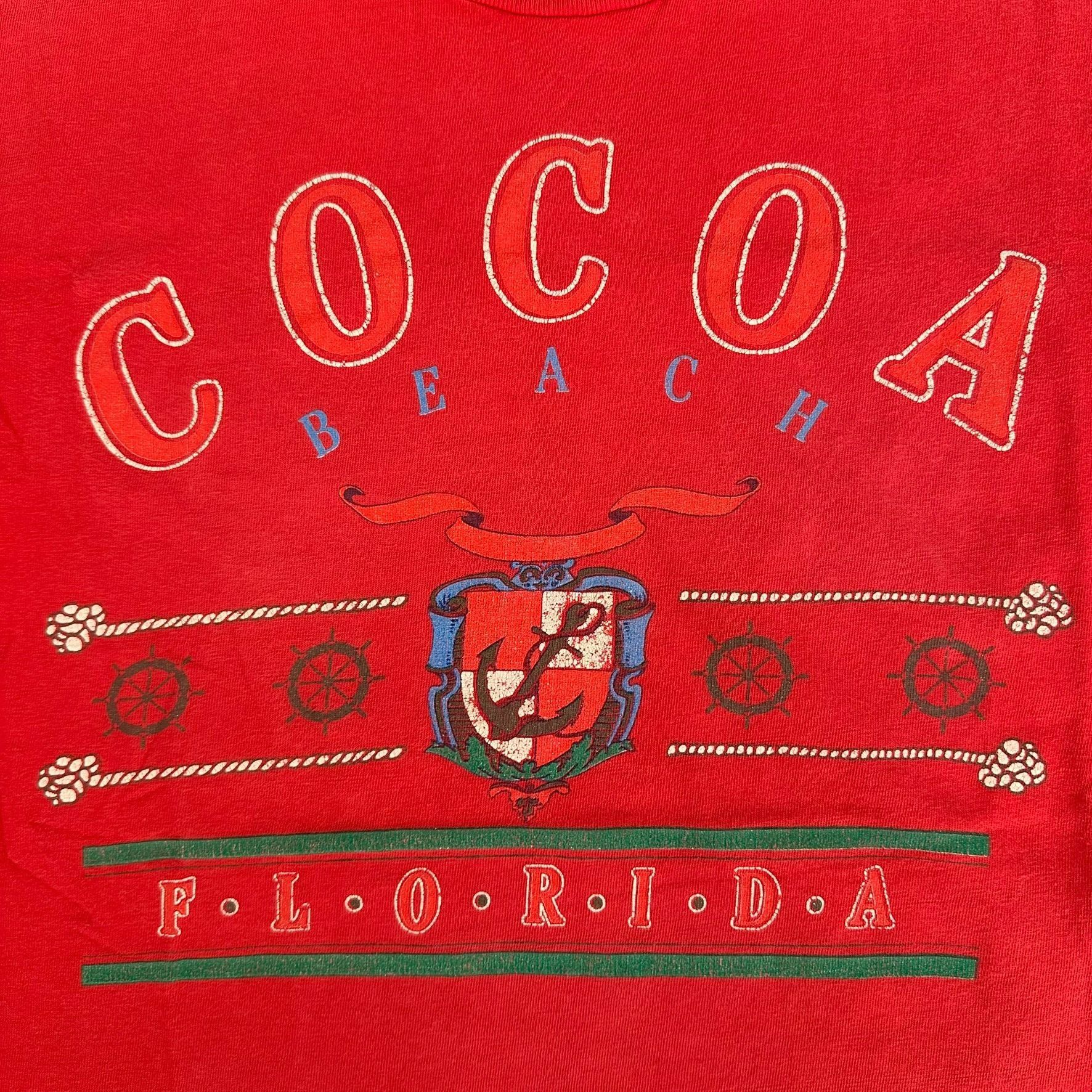 Hanes Vintage 90s Cocoa Beach T-Shirt Nautical Florida Tourist Tee Size US M / EU 48-50 / 2 - 2 Thumbnail