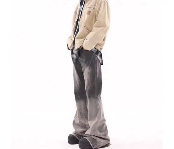 VIBE Vintage washed gradient raw edge draped micro-flare jeans Size US 32 / EU 48 - 3 Thumbnail