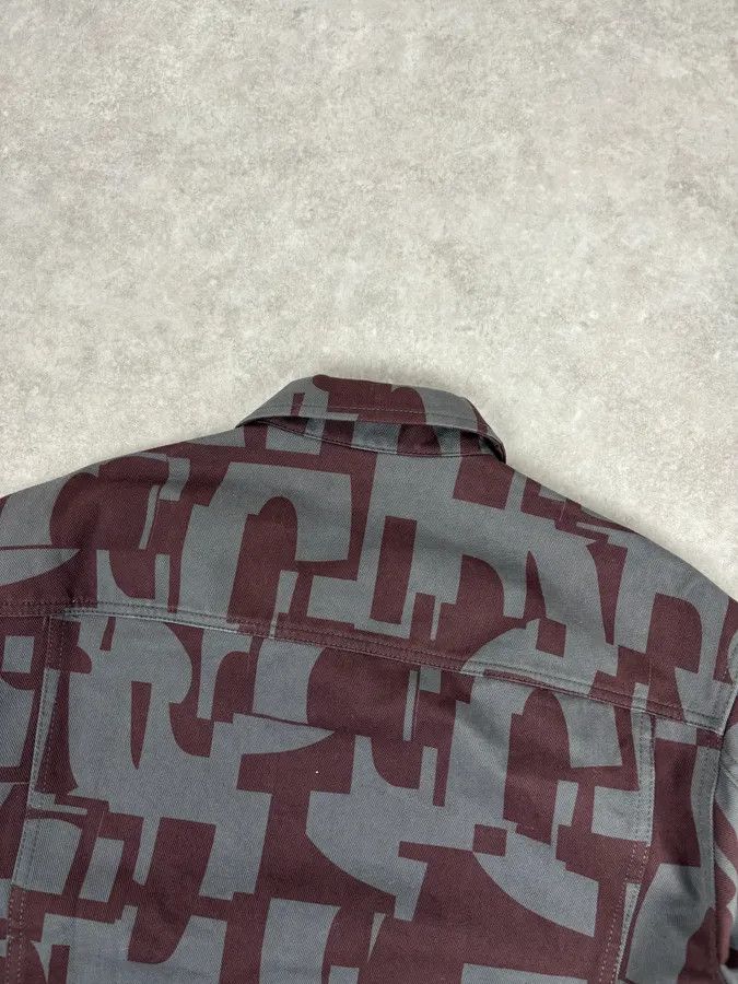 Dries Van Noten Dries Van Noten Burgundy & Grey Digital Print Denim Jacket Size US M / EU 48-50 / 2 - 6 Thumbnail