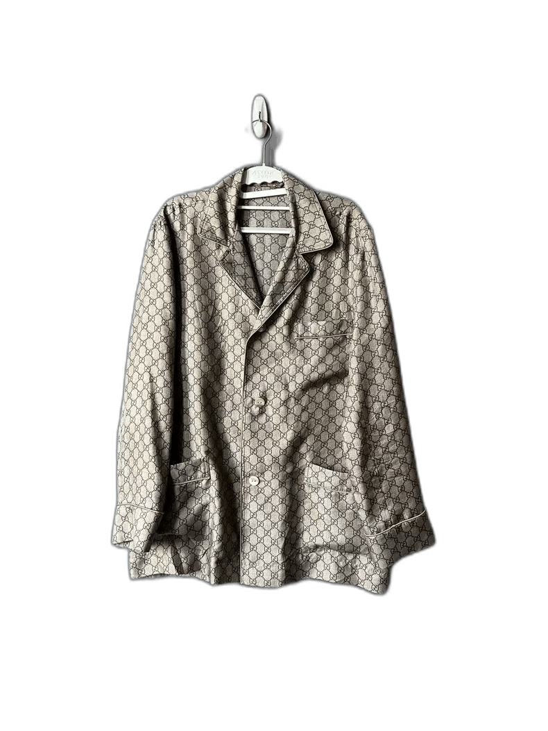 Gucci Gucci Brown Silk Printed Shirt Size US L / EU 52-54 / 3 - 1 Thumbnail