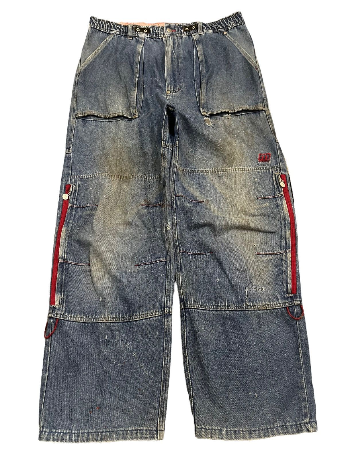 JNCO Vintage Japan Manchury Mud Wash Cargo Baggy Jeans Size US 34 / EU 50 - 1 Thumbnail