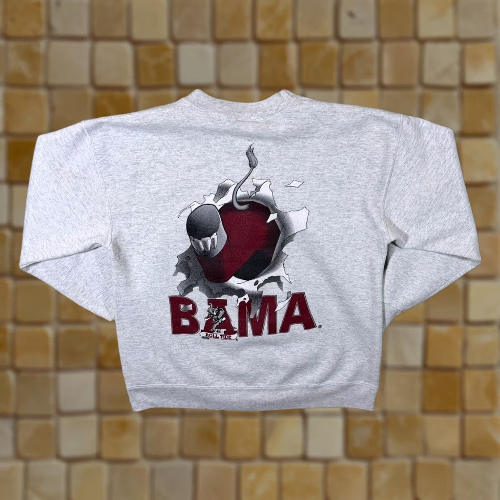 Nutmeg VINTAGE Nutmeg Mills "Alabama Crimson Tide" NCAA College Graphic Grey Sweatshirt Mens M Size US M / EU 48-50 / 2 - 1 Thumbnail