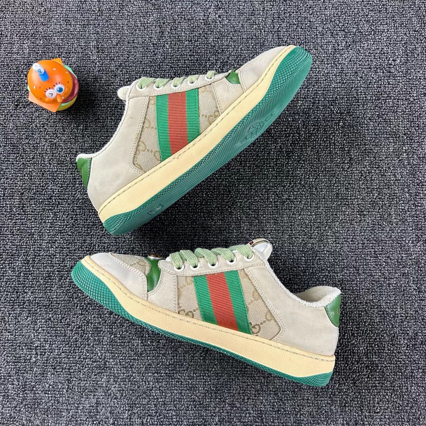 Gucci Gucci Distressed Sneaker Women's GG Green Tail Double G 36.5 Size US 5.5 / IT 35.5 - 3 Thumbnail