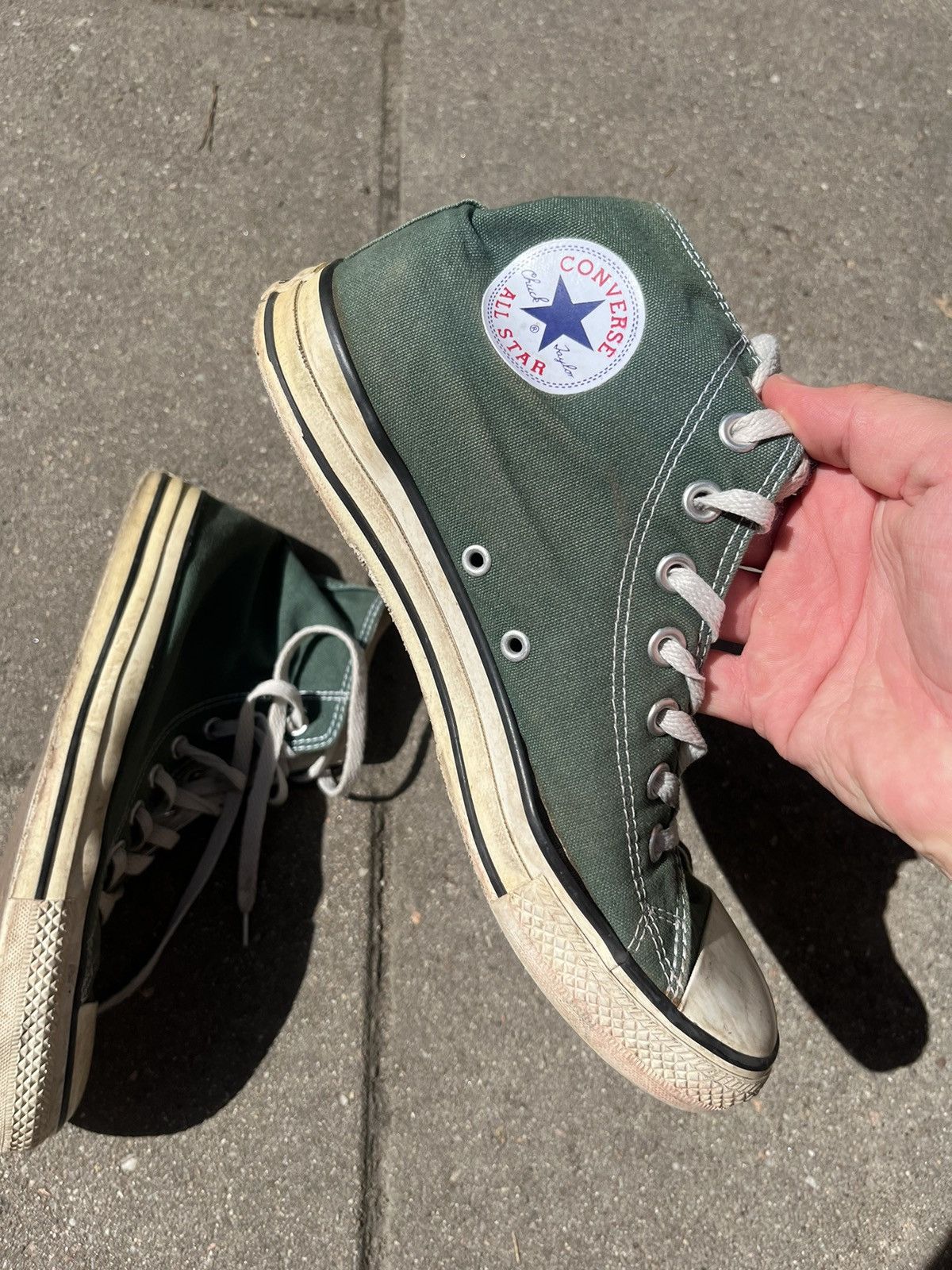 Converse Vintage Converse Chuck 70 High Washed Green Trashed 90s y2k Size US 9 / EU 42 - 14 Thumbnail