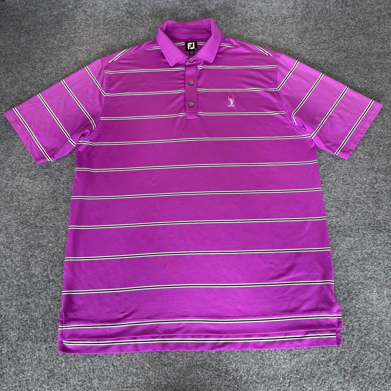 Footjoy FootJoy FJ Mens Golf Polo Shirt XL Purple Stripe Stretch Size US XL / EU 56 / 4 - 1 Thumbnail