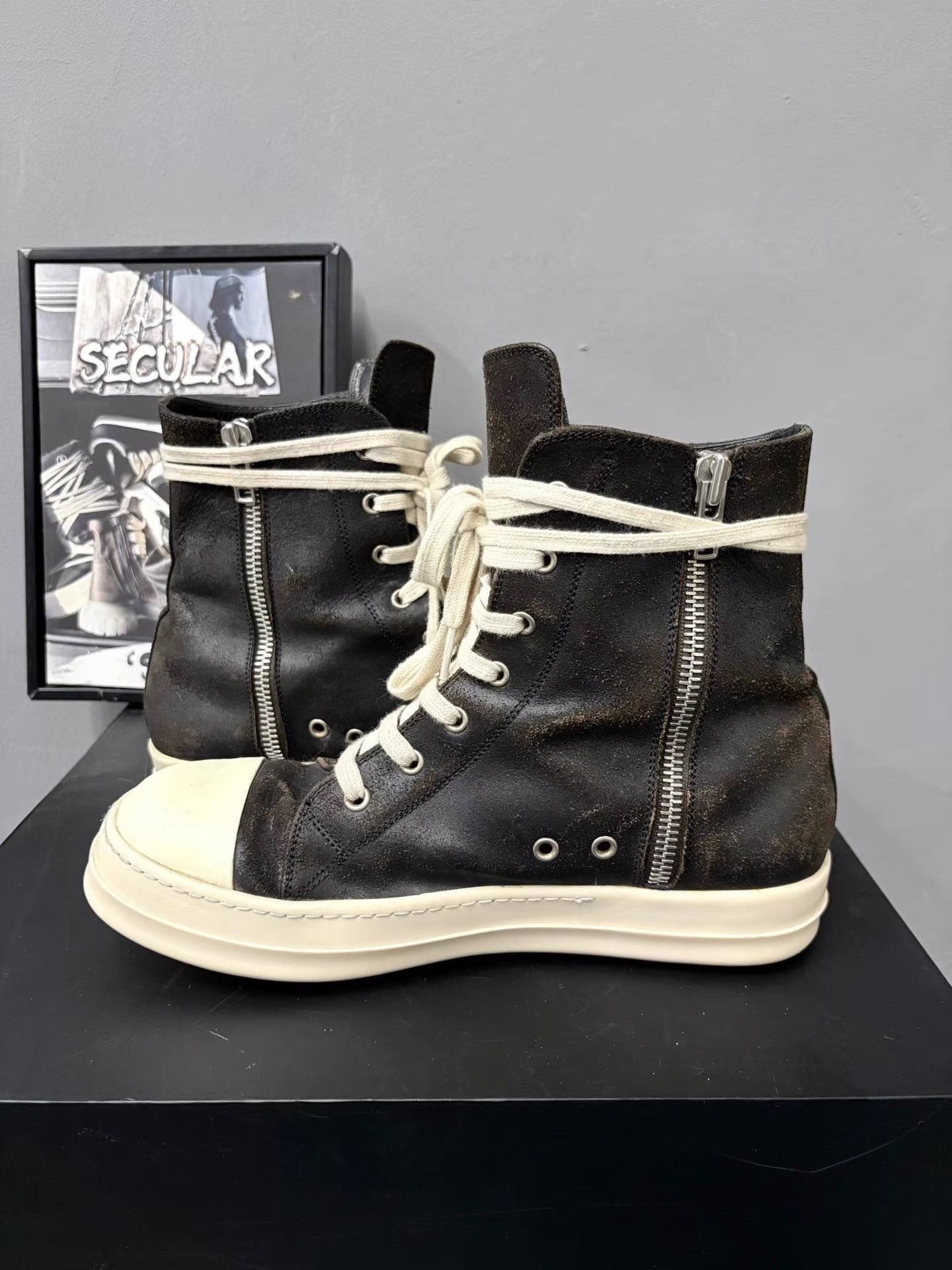 Rick Owens Rick Owens High Matte Black White Ramones K34 Size US 9.5 / EU 42-43 - 4 Thumbnail