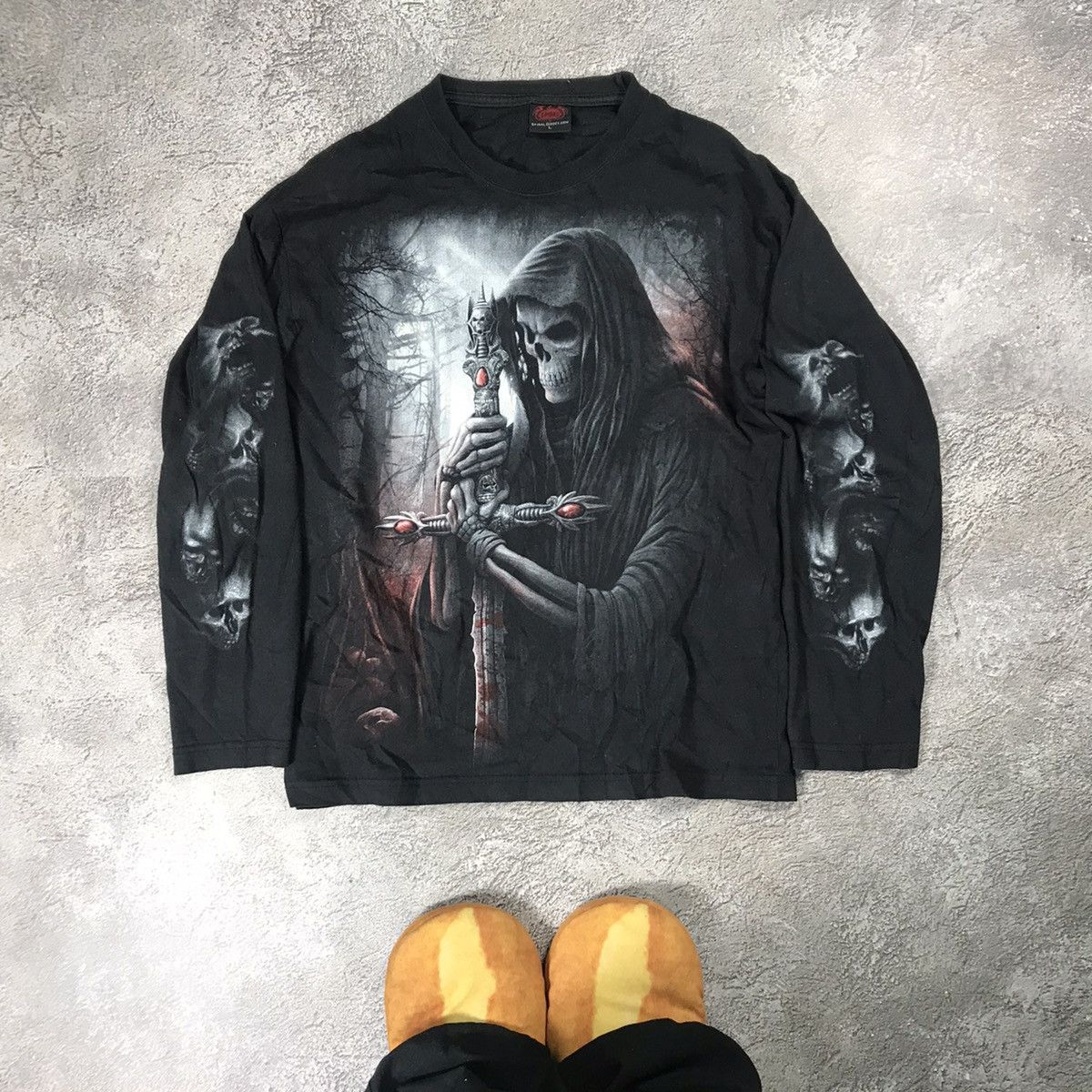 Vintage Vintage Y2K Grim Reaper Graphic Tee Dark Horror Grunge L Size US L / EU 52-54 / 3 - 1 Thumbnail