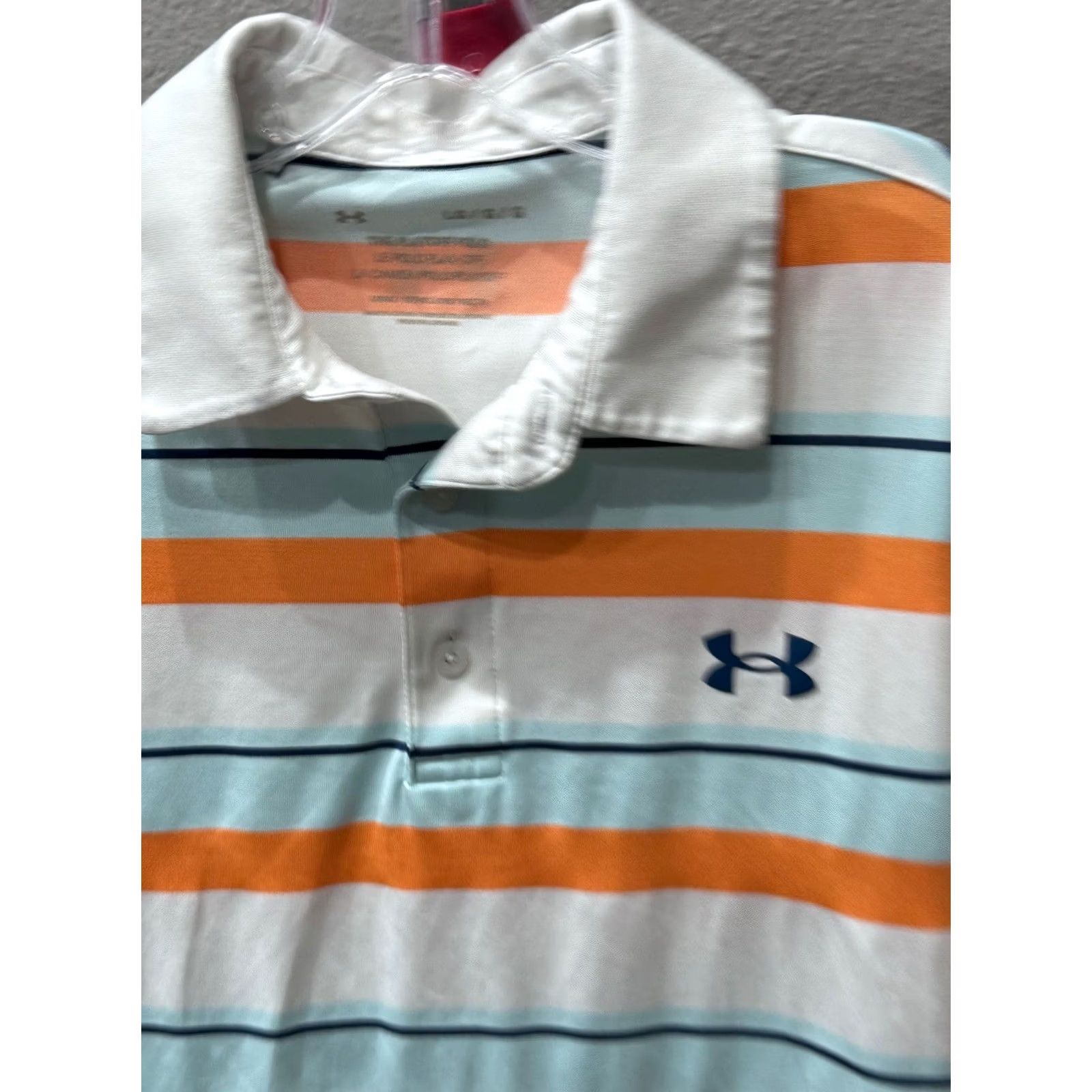 Under Armour Under Armour POLO SHIRT L Bleu Mango Stripe Mens Large Regular Color Multicolor Striped Polo Shirt L Mens Size US L / EU 52-54 / 3 - 2 Thumbnail