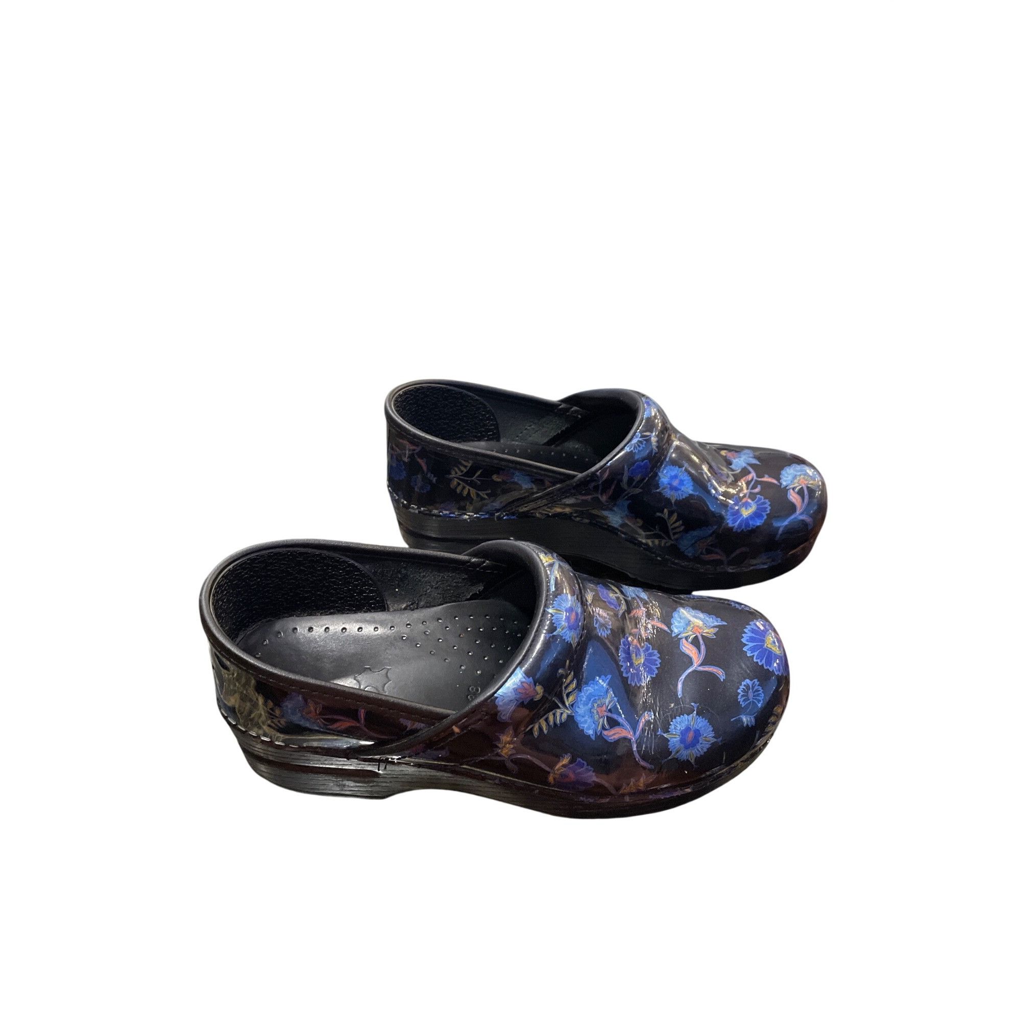 Dansko Dansko wms black blue floral leather nursing mules clogs sz Size US 7.5 / IT 37.5 - 3 Thumbnail