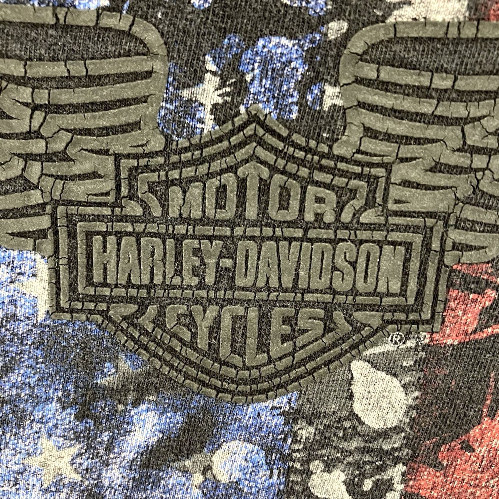 Harley Davidson Harley-Davidson Patriotic T Shirt Mens XL Black Made in USA Flag Warwick RH 2014 Size US XL / EU 56 / 4 - 7 Thumbnail