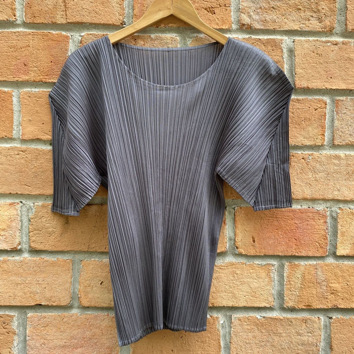 PLEATS PLEASE Charcoal Pleated Sculpted Top