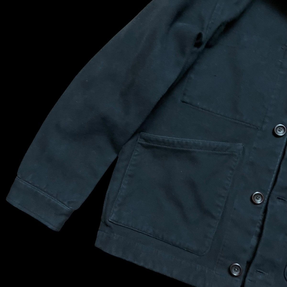 Japanese Brand Oobe Brand Black Chore Jacket Faded Size L Worn Used Size US L / EU 52-54 / 3 - 2 Thumbnail