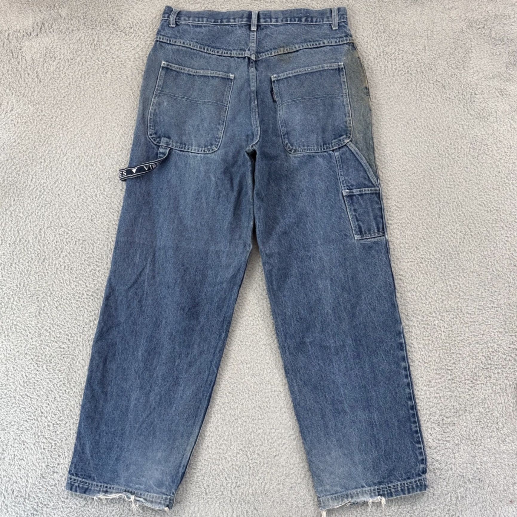 VIBE VINTAGE Vibes Jeans Mens 34x34 Carpenter Grunge Wide-Leg Baggy Loose Skate Y2K Size US 34 / EU 50 - 6 Thumbnail