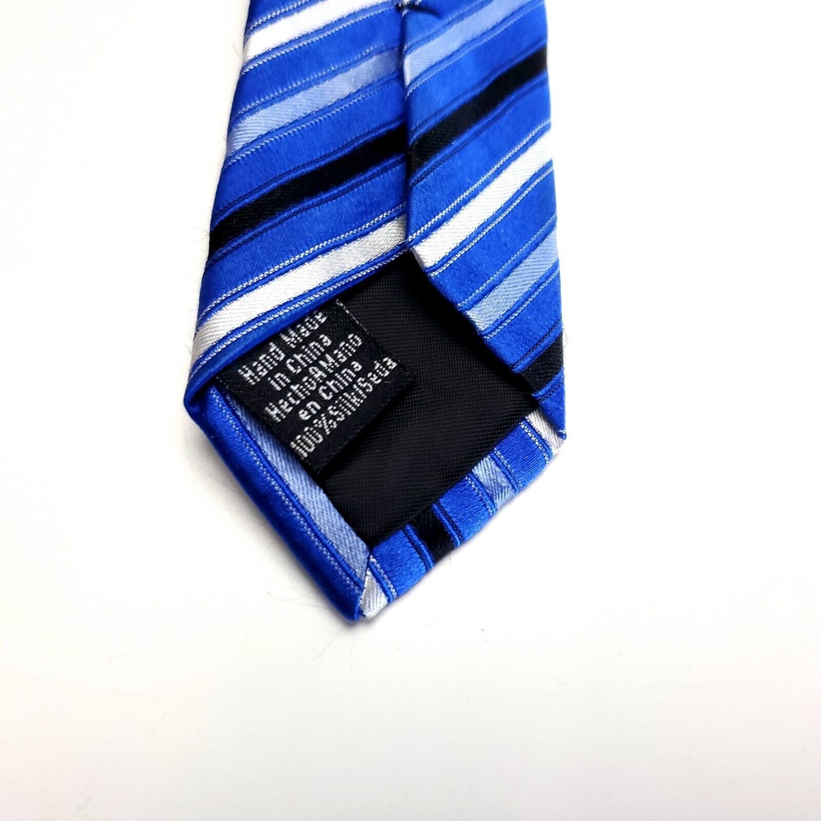 Stafford Stafford Essentials Woven Blue White Striped Silk Tie Size ONE SIZE - 4 Thumbnail