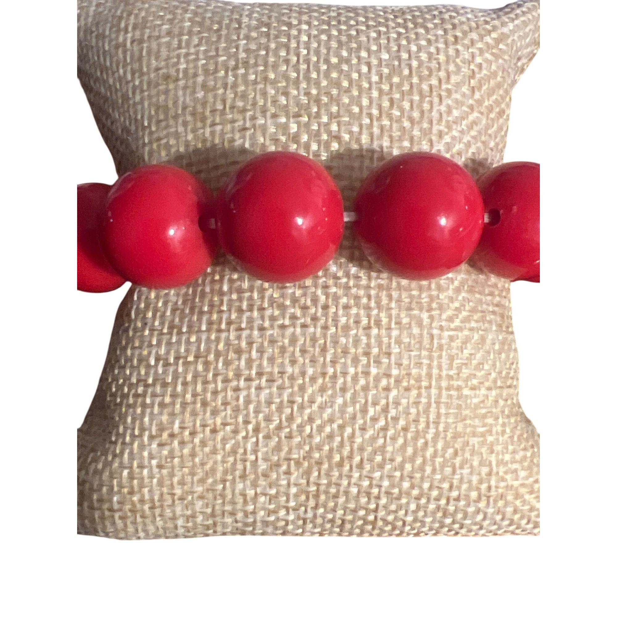 Other Vintage Red Acrylic Bead Stretch Bracelet Jewelry Flintstone Size ONE SIZE - 3 Thumbnail