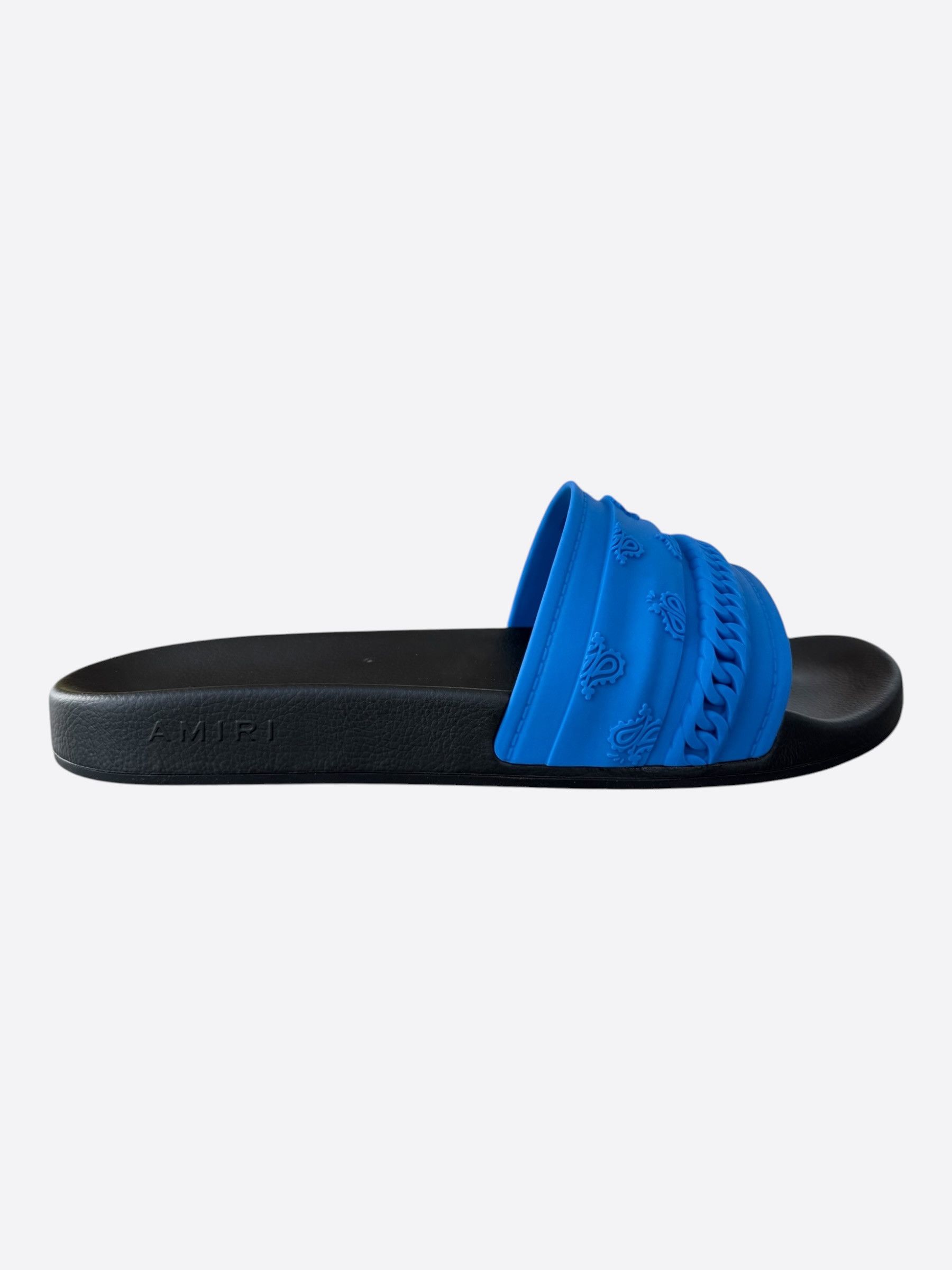 Amiri Amiri Blue & Black Bandana Chain Slides Size US 14 / EU 47 - 2 Thumbnail