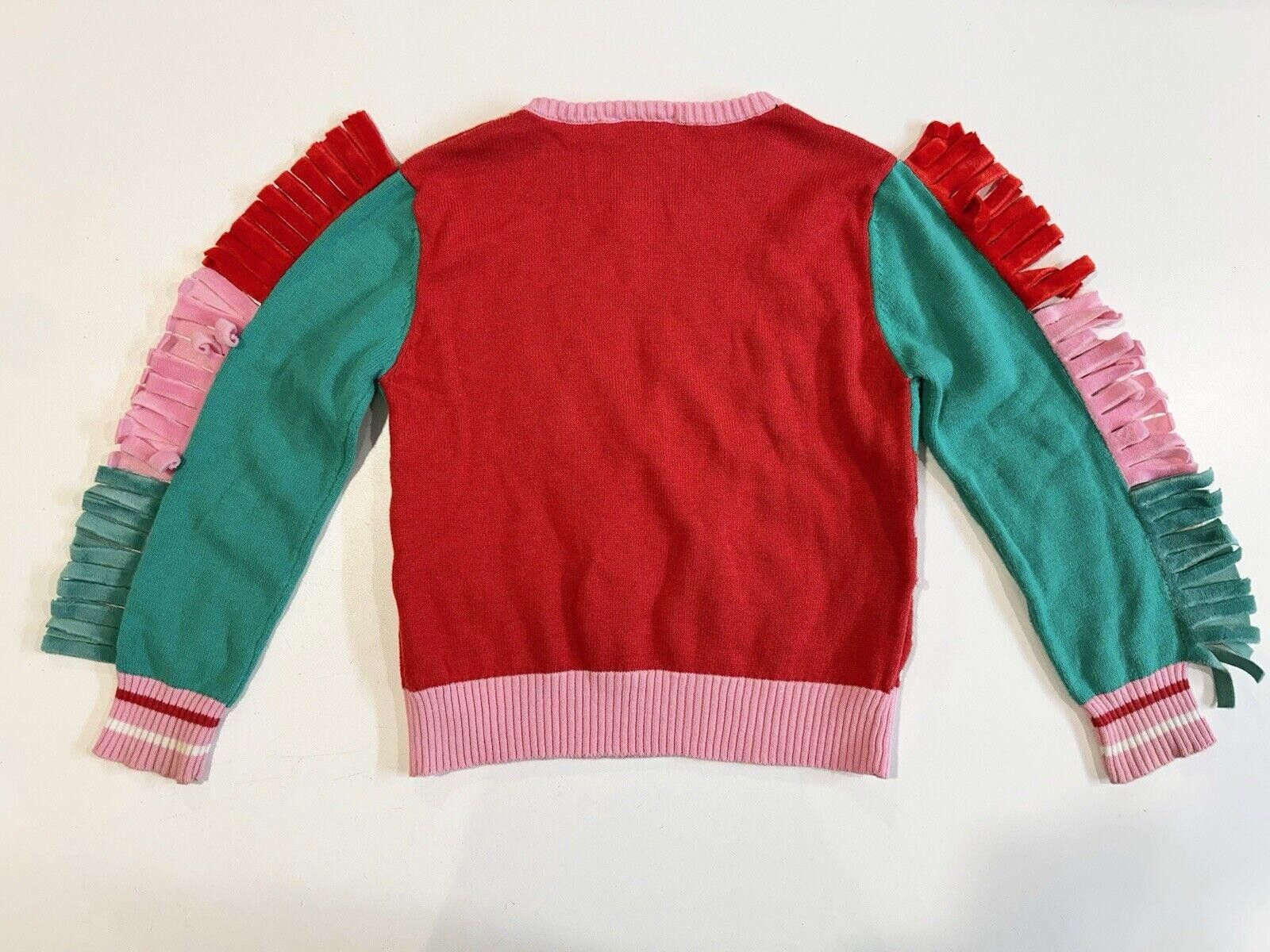 Designer Well Worn Unicorn Holiday Sweater 2T Red Green Pink Fringe Size US XXS / EU 40 - 6 Thumbnail