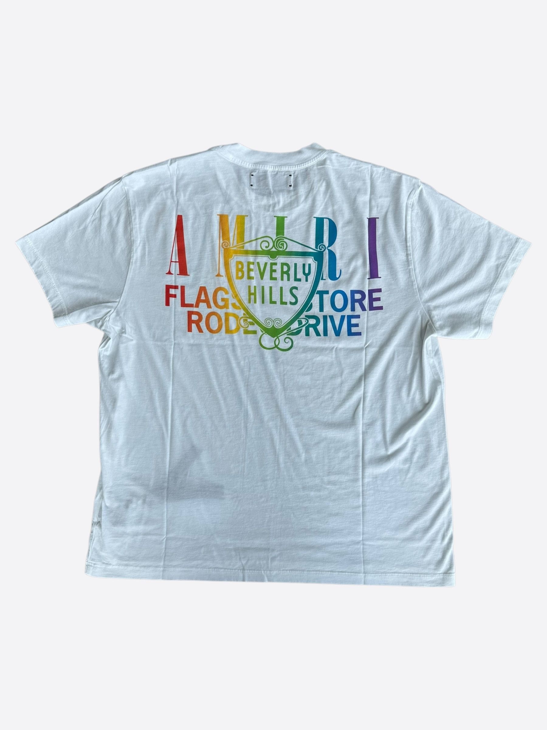 Amiri White Rainbow Beverly Hills T-Shirt