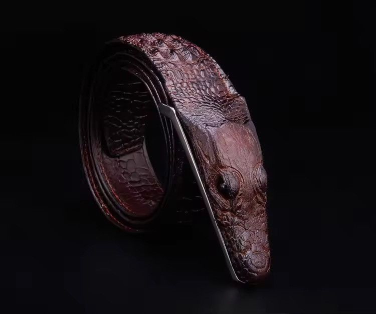 Japanese Brand Vintage 115 cm crocodile print embossed belt Size 30 - 3 Thumbnail