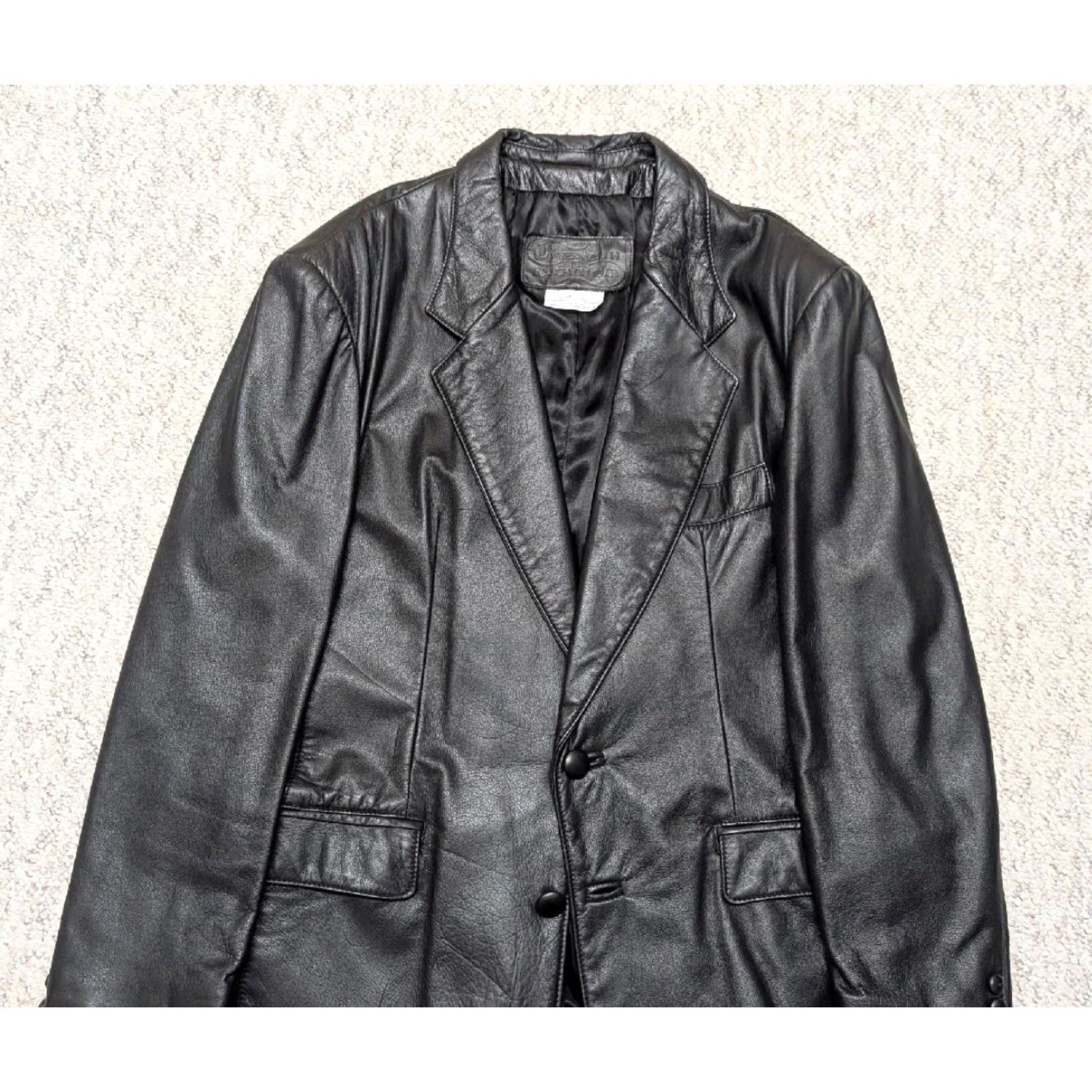 Vintage VINTAGE Leather blazer Leather Ranch 46R XL Black Mens Blazer 1990s deerskin butter-soft Leather Ranch 46R XL Black Mens Blazer 90s Size 46R - 7 Thumbnail