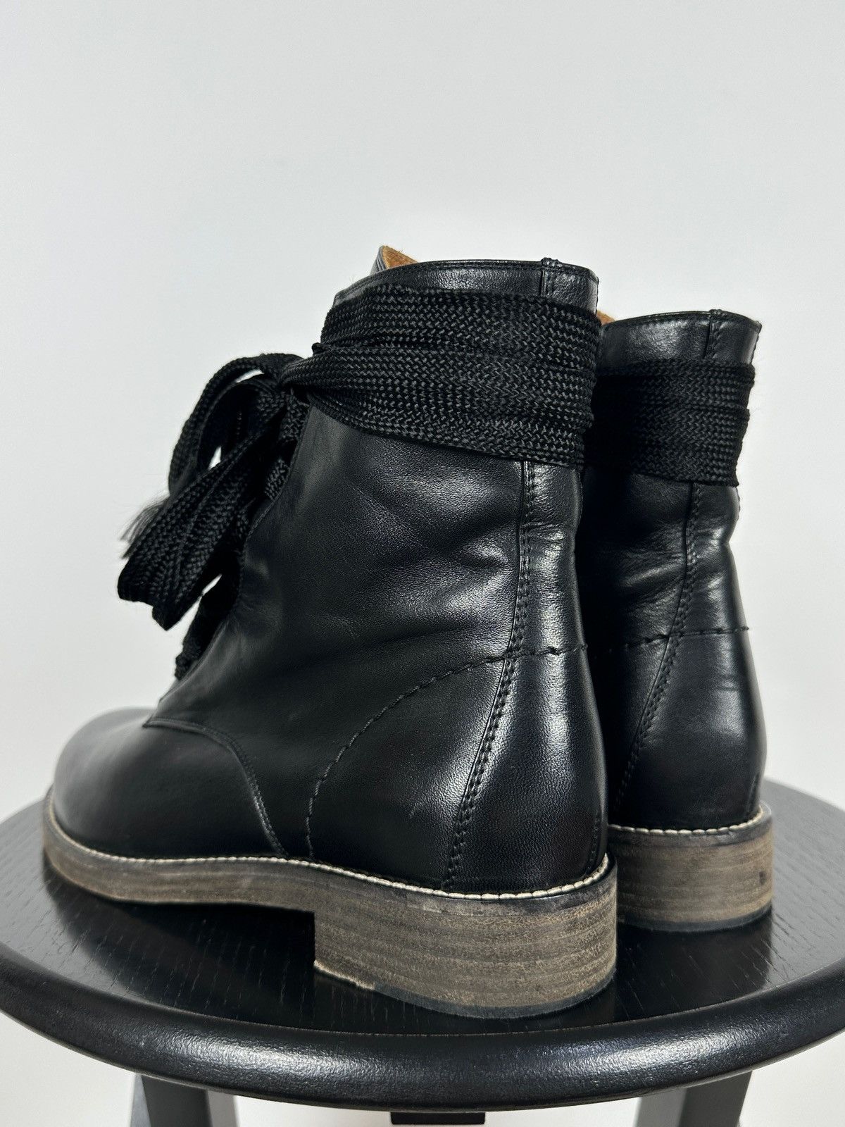 Chloe Chloe Harper Black Leather Combat Lace Up Ankle Boots Size US 6 / IT 36 - 5 Thumbnail