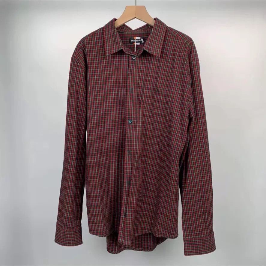 Balenciaga Balenciaga Check Shirt Red Green Size 41 Size US M / EU 48-50 / 2 - 1 Thumbnail