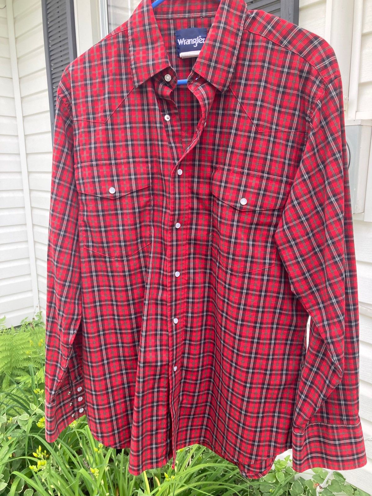 Wrangler Wrangler Men’s Pearl Snap Button Down Shirt Red Plaid Cowboy Size US L / EU 52-54 / 3 - 1 Thumbnail