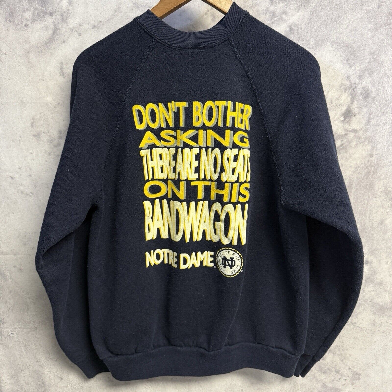 Vintage Vintage 90s Notre Dame Sweatshirt Mens Large Blue Crew Neck Size US L / EU 52-54 / 3 - 3 Thumbnail