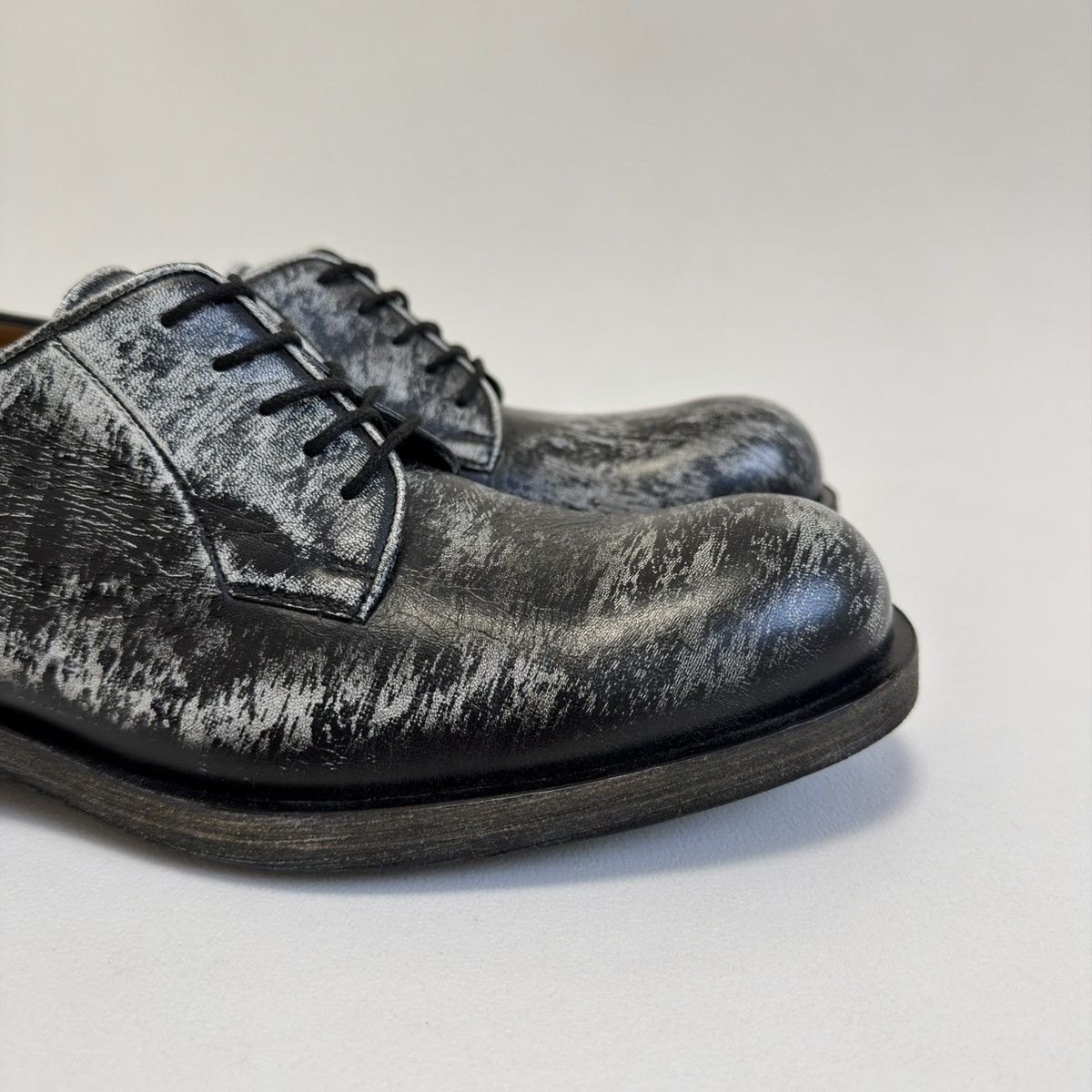 Jil Sander Black/White ‘Distressed Leather’ Derby Shoes Size US 9 / EU 42 - 8 Thumbnail