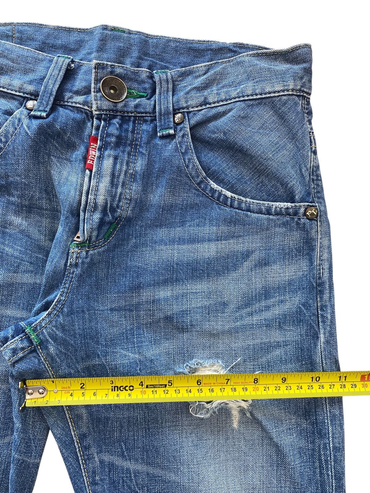 Edwin Edwin Blue Wash Ripped Style Straight Leg Jeans Size US 32 / EU 48 - 7 Thumbnail