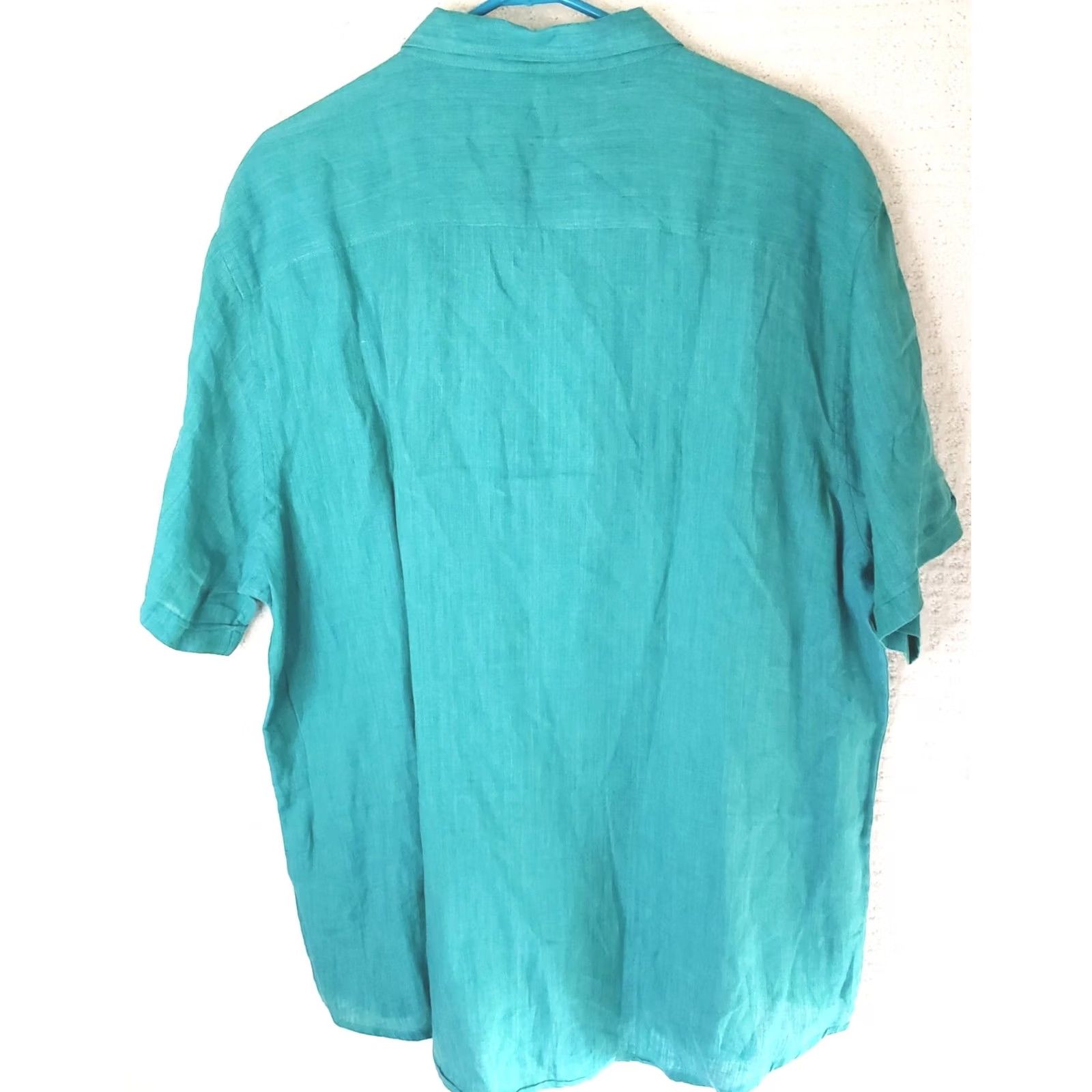 Perry Ellis Perry Ellis Linen Shirt Teal Men's XXL Short Sleeve Button Front Casual Size US XXL / EU 58 / 5 - 5 Thumbnail