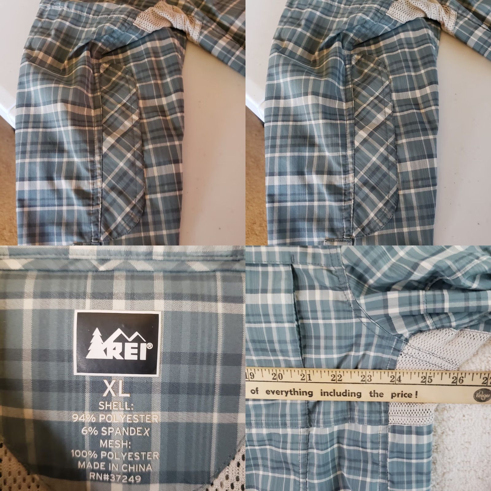 Vintage REI Co-op Shirt Mens XL Button-Up Plaid Blue Green Long Sleeve Vented Moisture Wicking Pocket Size US XL / EU 56 / 4 - 10 Thumbnail