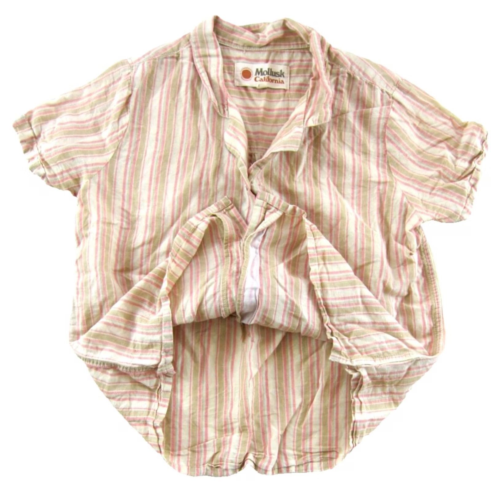 Vintage Mollusk California Linen Cotton Pink Stripe Short Sleeve Shirt Small Size S / US 4 / IT 40 - 5 Thumbnail