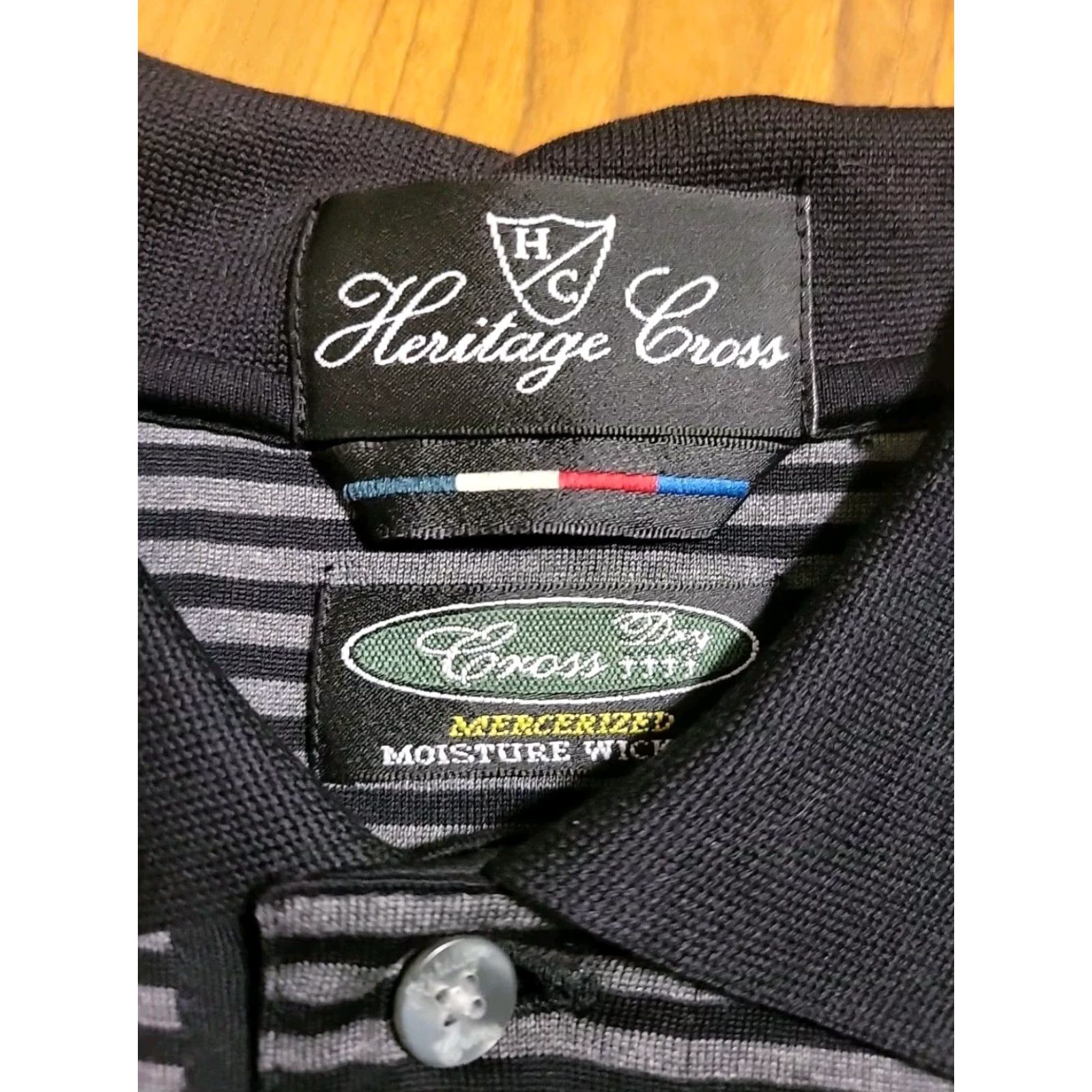 Vintage Heritage Cross Polo Shirt Striped Short Sleeve Cotton Blend Moisture Wicking Black Gray Mens Small Polo Shirt 39 in Chest Classic Mercerized Golf Size US S / EU 44-46 / 1 - 3 Thumbnail