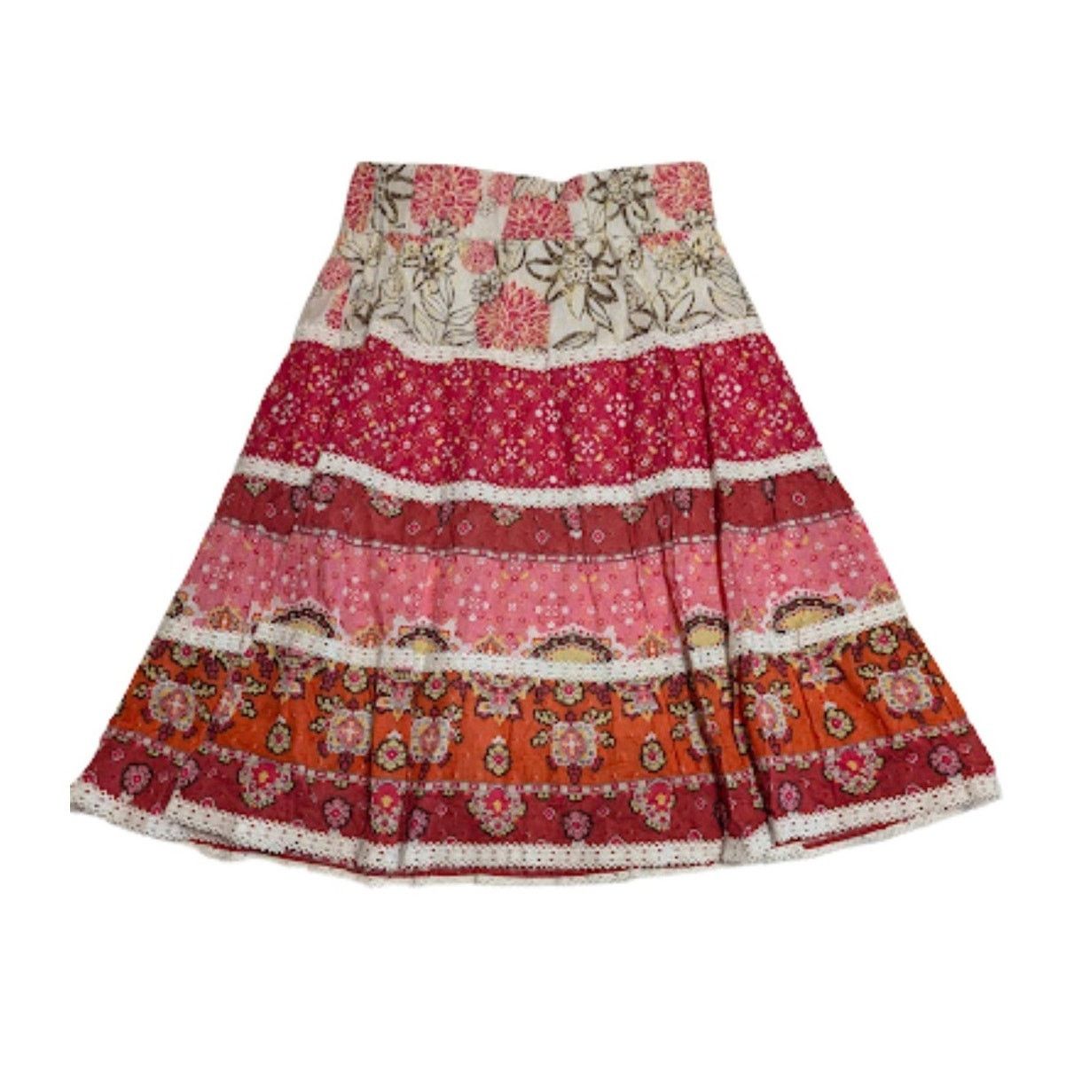 Unknown London Jolt Boho Peasant Tiered Floral Skirt Pink Women’s XL USED Size 36" / US 14 / IT 50 - 2 Thumbnail