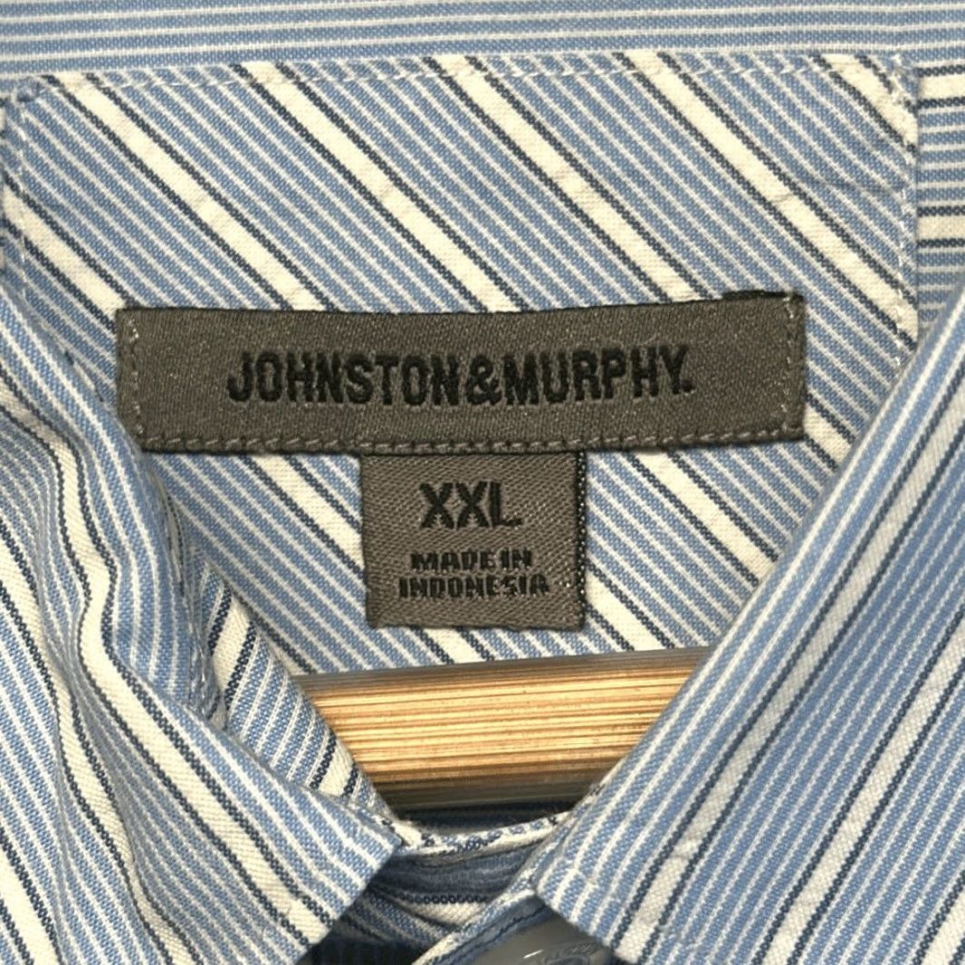 Johnston & Murphy Johnston & Murphy Button-Down Shirt 2XL Blue Striped 100% Cotton Mens Short Sleeve Shirt Size US XXL / EU 58 / 5 - 5 Thumbnail