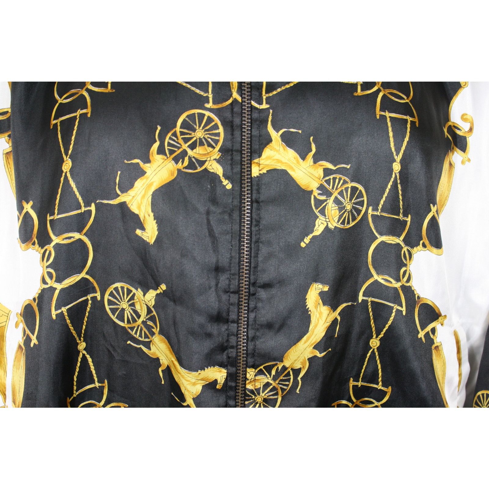 Vintage Vintage 80s Baroque Equestrian Bomber Jacket Black Gold Size US M / EU 48-50 / 2 - 3 Thumbnail