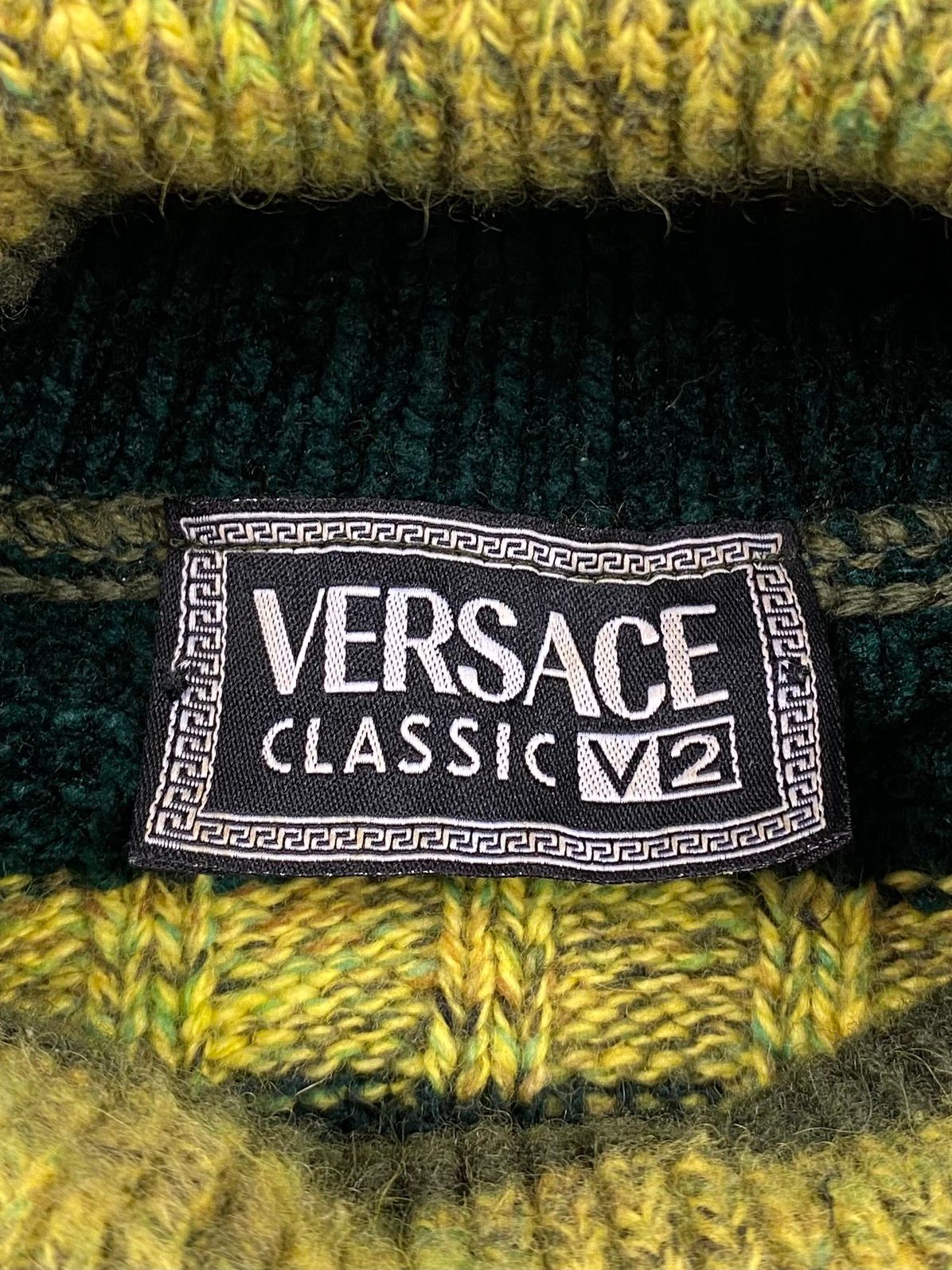 Vintage 1990s Vintage Versace Classic V2 Stripped Turtleneck Sweater Size US L / EU 52-54 / 3 - 5 Thumbnail