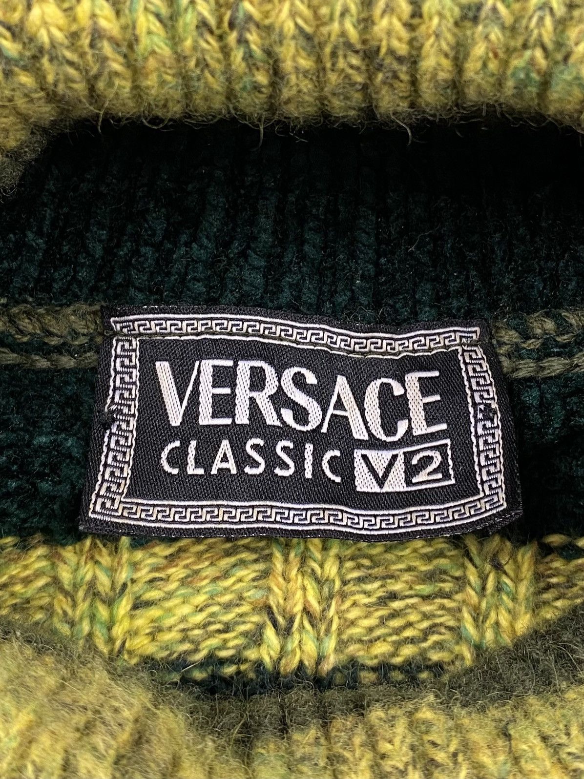 Versace 1990s Vintage Versace Classic V2 Stripped Turtleneck Sweater Size US L / EU 52-54 / 3 - 5 Thumbnail