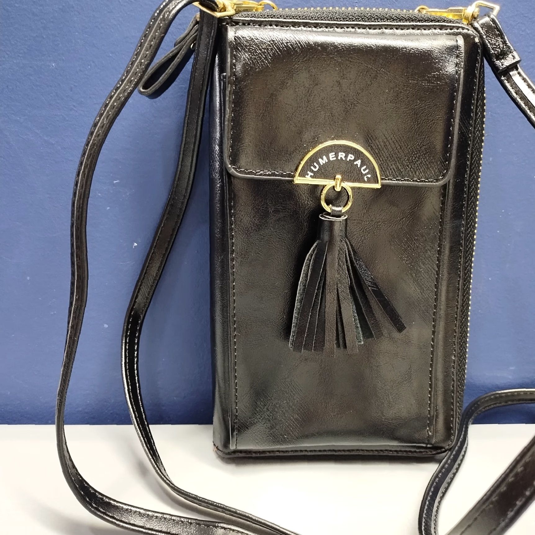Vintage Humerpaul Crossbody Phone Bag Women's Black Multi Compartment Adjustable Strap XS Small Crossbody Mens Womens Girls Boys? Size ONE SIZE - 3 Thumbnail