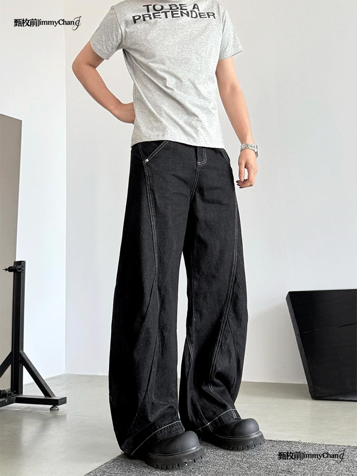 Other Oversized Black Denim Wide Leg Jeans Size US 30 / EU 46 - 5 Thumbnail