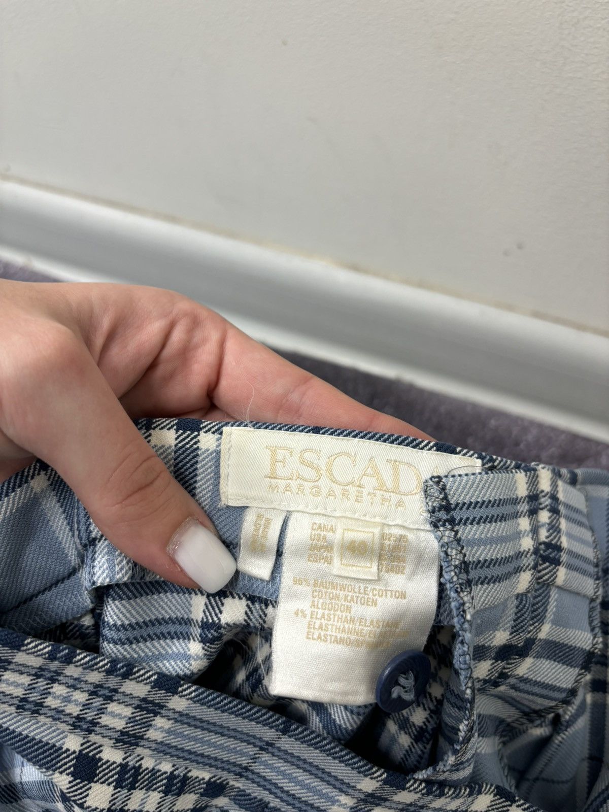 Escada Escada Margaretha Ley Vintage Tartan Check Blue Luxury Pants Size 32" / US 10 / IT 46 - 10 Thumbnail