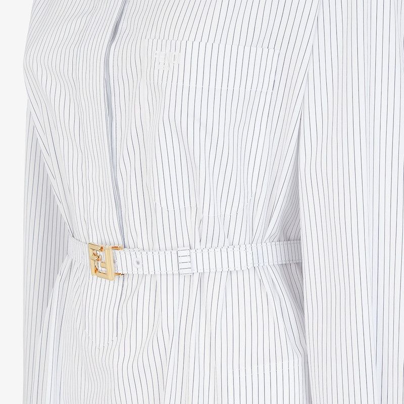 Fendi o1loc1c1225 Long Sleeved Midi Shirt Dress in White Size L / US 10 / IT 46 - 4 Thumbnail