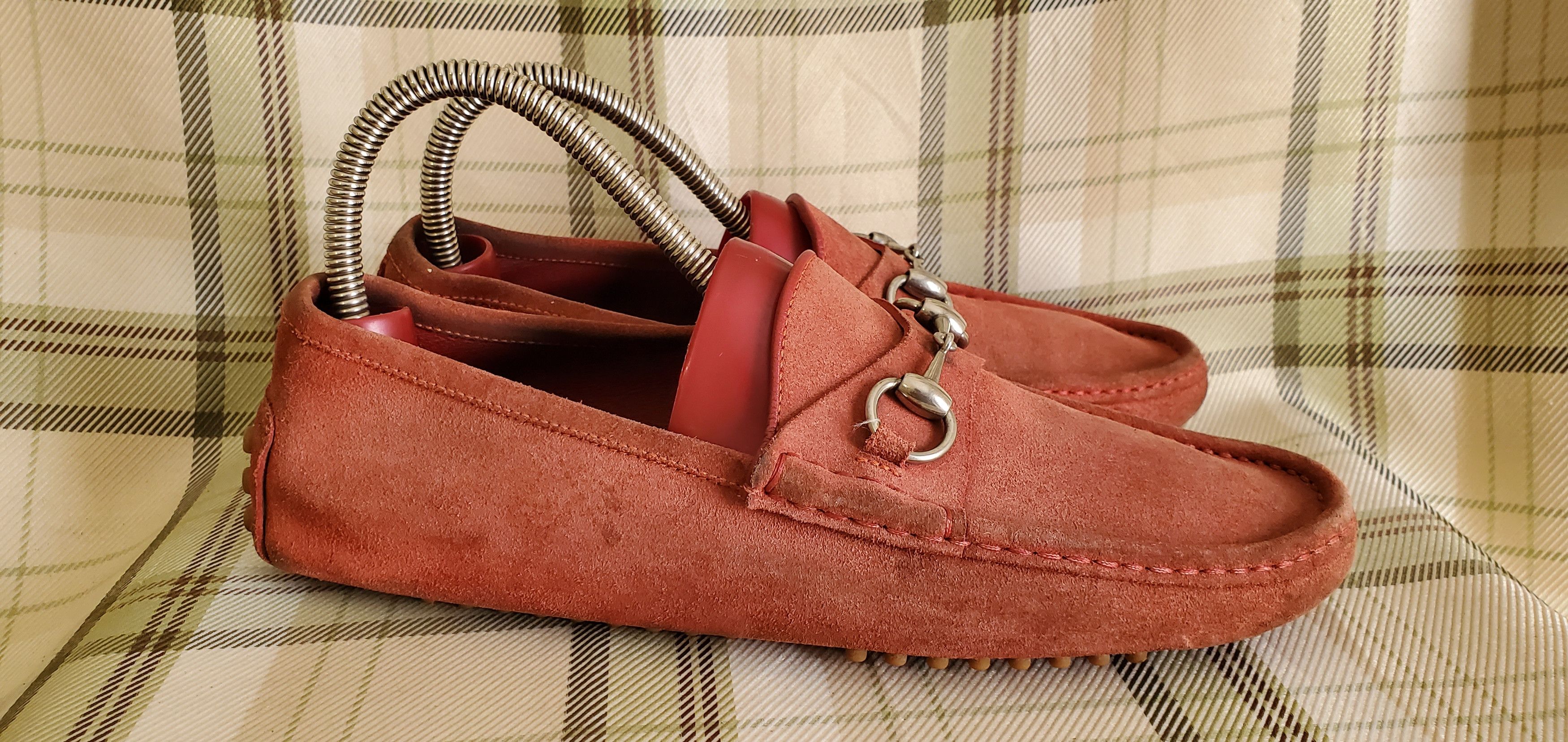 Gucci GUCCI Red Suede Slip On Leather Driving Loafers Size US 7.5 / EU 40-41 - 3 Thumbnail
