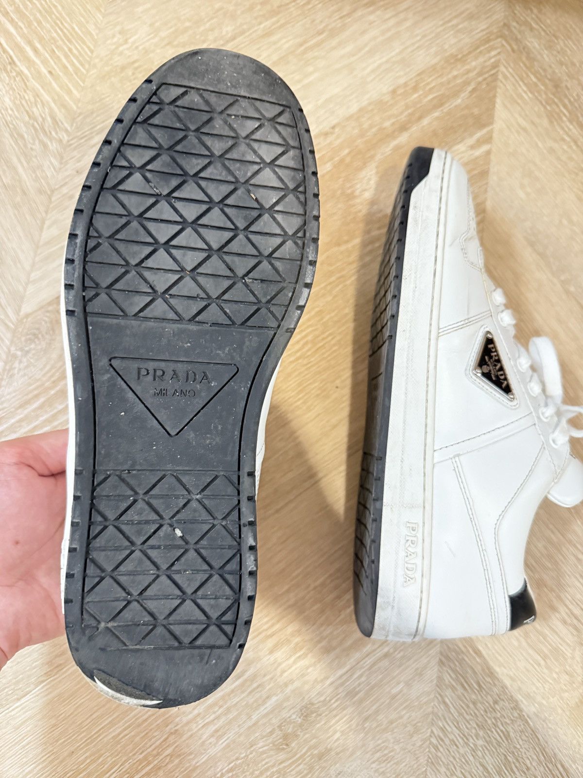 Prada PRADA Downtown Leather Sneaker in White Size US 7.5 / EU 40-41 - 5 Thumbnail