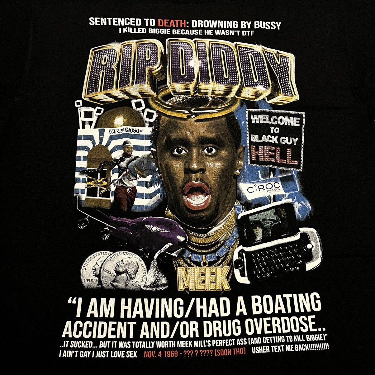 Other Sam Hyde Cash Star RIP P Diddy Did It Graphic Humor T Shirt Size US XL / EU 56 / 4 - 3 Thumbnail